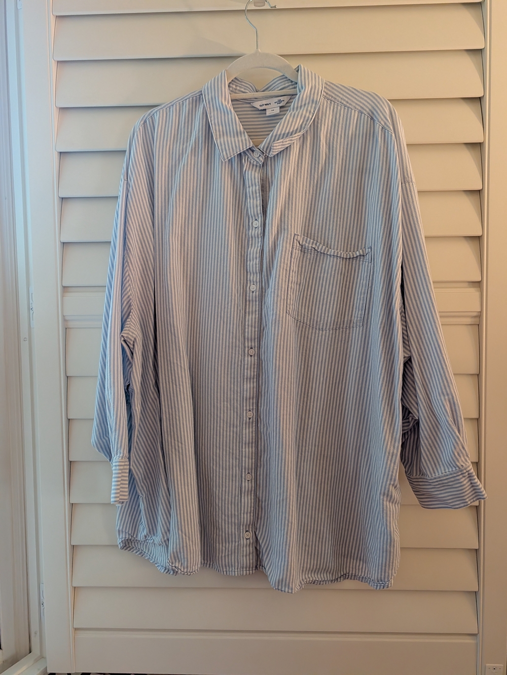 Old Navy Light Blue and White Striped Button-Down Shirt
